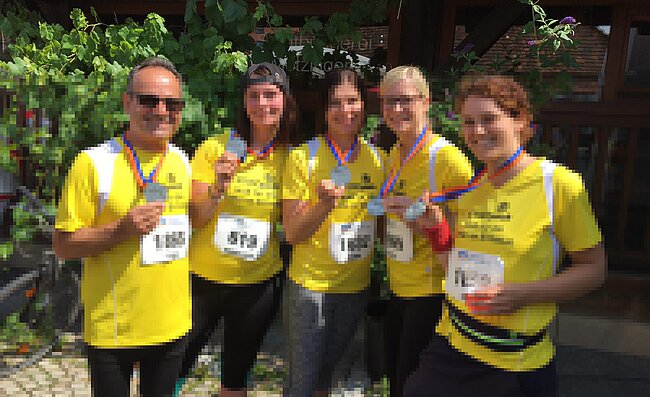 Storopack Mitarbeiter, nach der Teilnahme am Ermstal Marathon