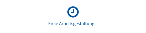 Eine Uhr mit dem Text „Freie Arbeitszeitgestaltung“